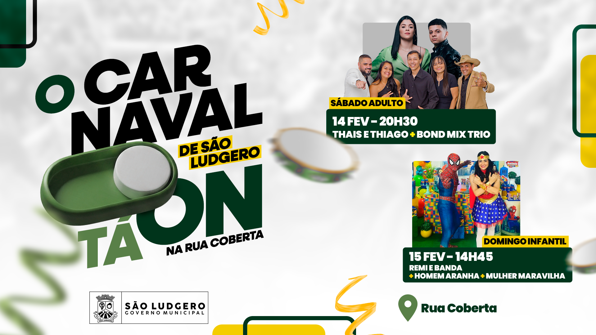 São Ludgero celebra o retorno do Carnaval com programação gratuita na Rua Coberta