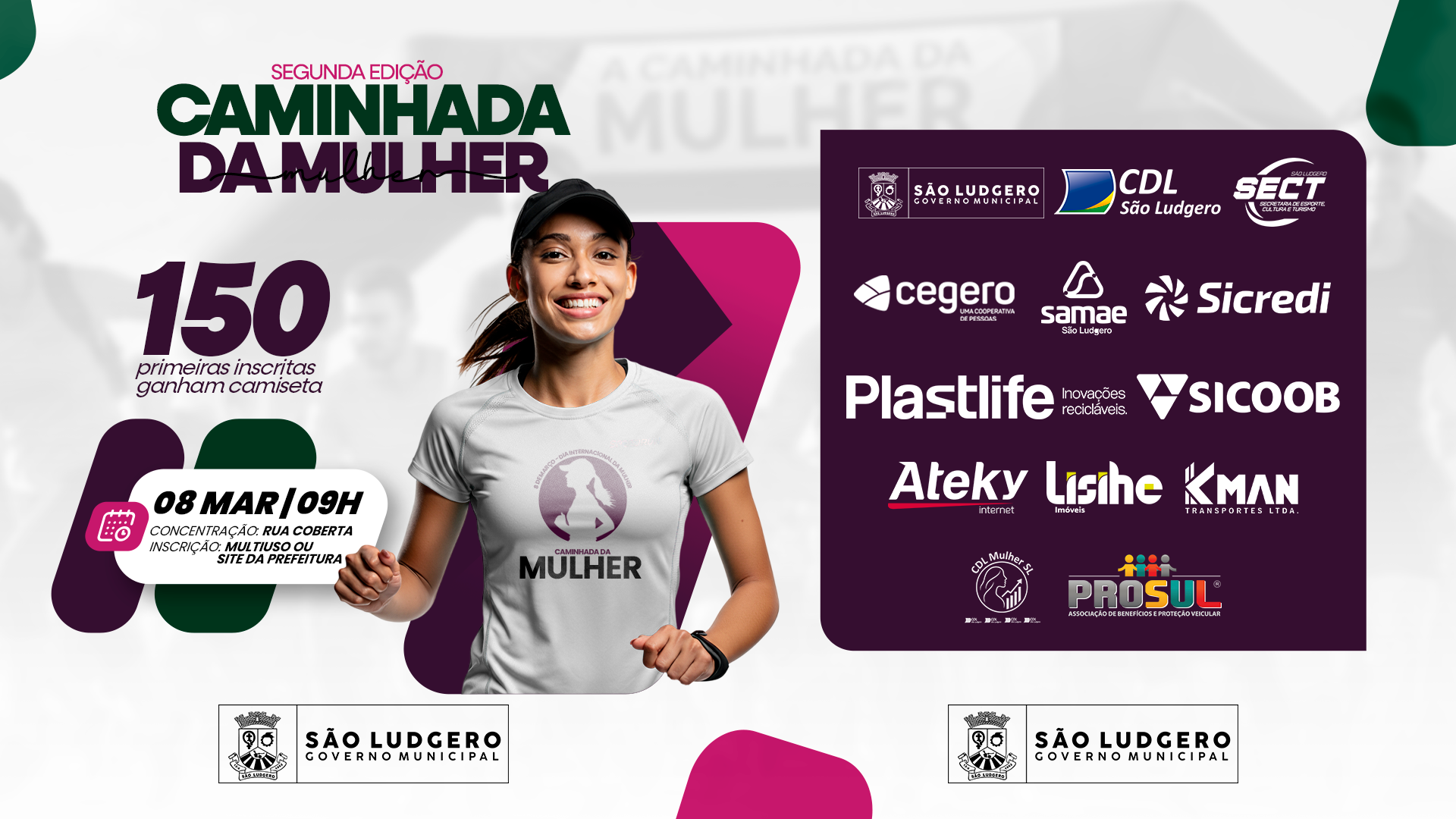 Sucesso de inscrições faz Prefeitura de São Ludgero ampliar entrega de camisetas para a 2ª Caminhada da Mulher