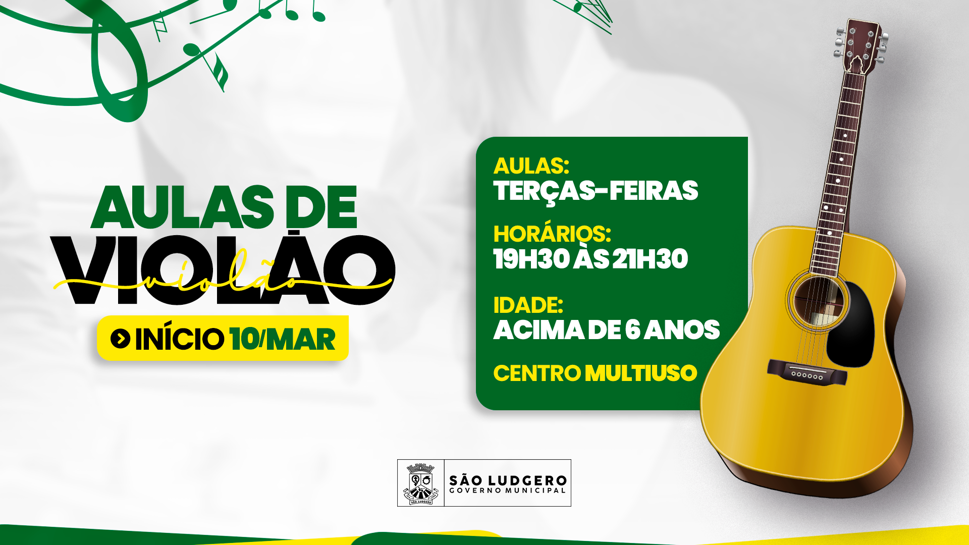 As inscrições estão abertas para aulas gratuitas de violão