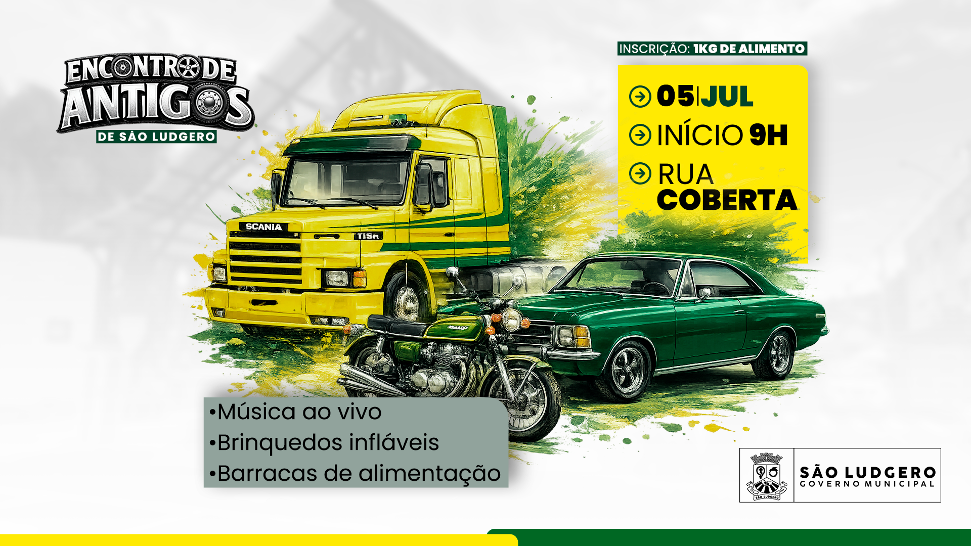São Ludgero terá o 1º Encontro de Antigos com exposição de veículos e atrações para a família