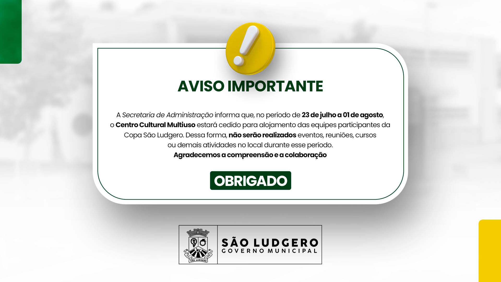Centro Cultural Multiuso servirá de alojamento para atletas da Copa São Ludgero