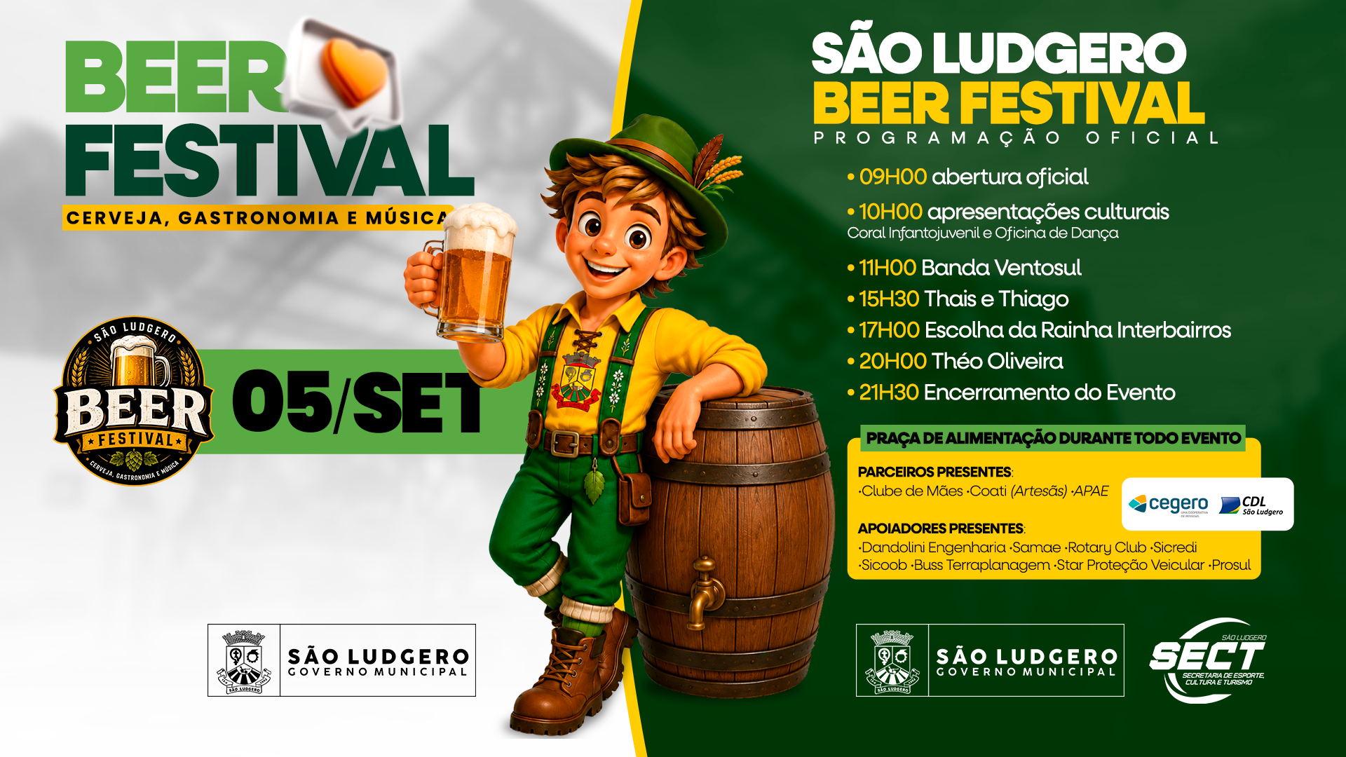 São Ludgero promove ‘Beer Festival’ com extensa programação cultural, música e gastronomia para toda a família